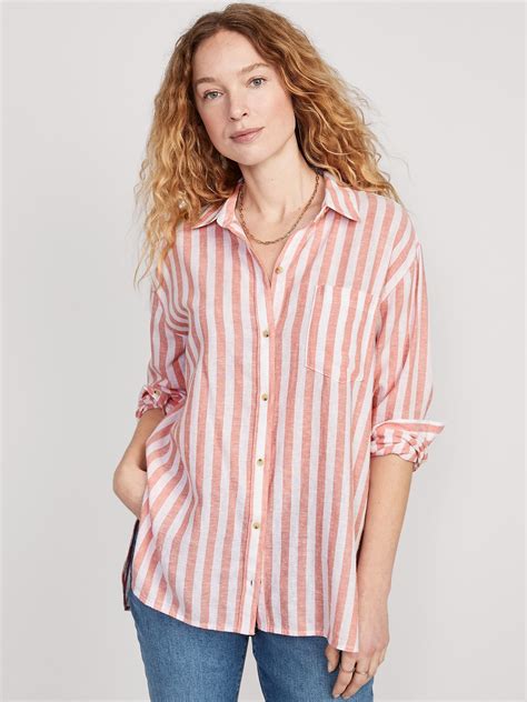 Oversized Striped Boyfriend Shirt .